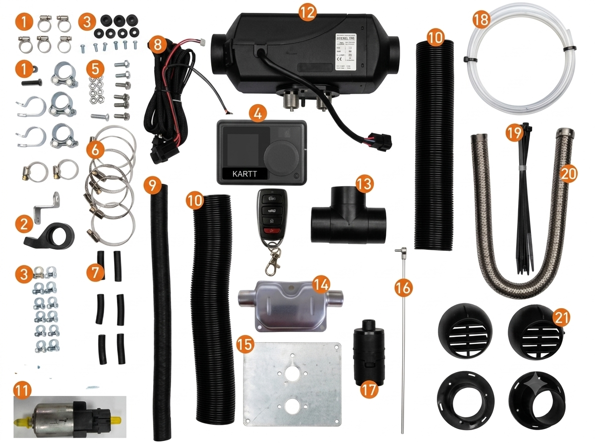 KARTT ABM Sleep Easy 2kW Diesel Heater installation kit