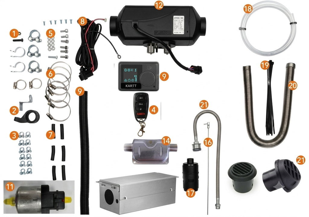 KARTT diesel heater VW T7 kit contents