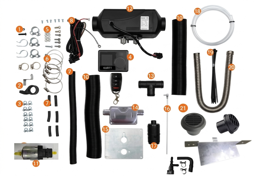 KARTT diesel heater VW T5/T6 kit contents