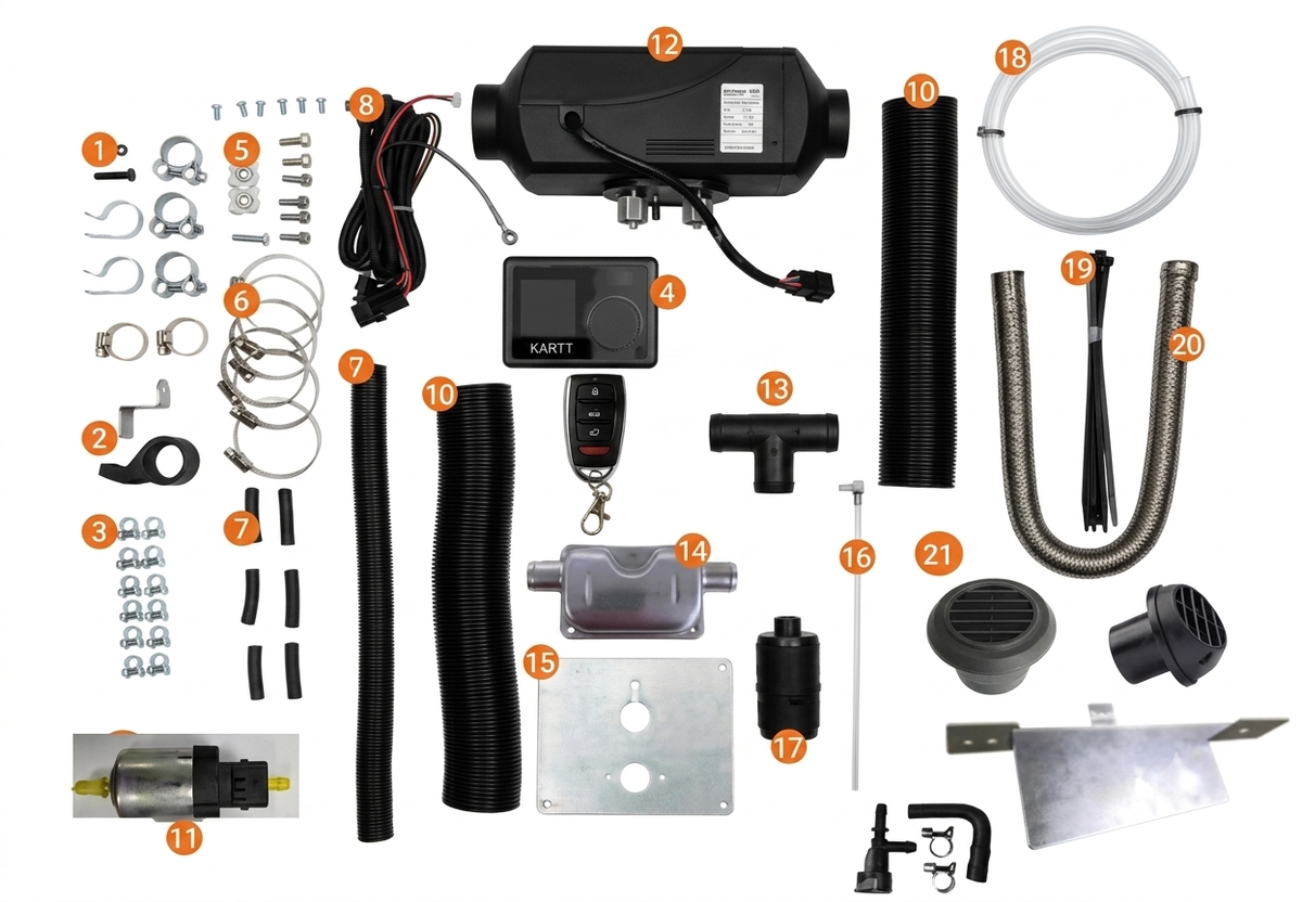 KARTT diesel heater VW T5/T6 kit contents