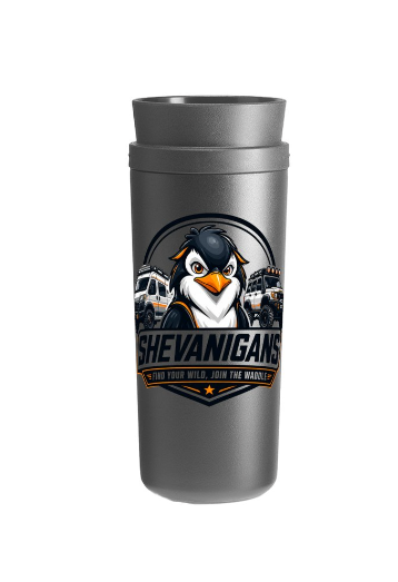 Grey Shevanigans Traveller coffee tumbler